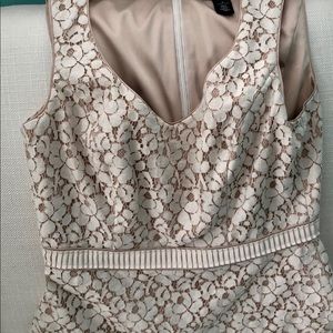 Peplum lace overlay top